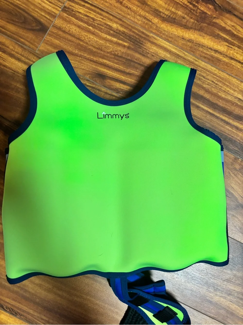 Kids Swim Vest in Neon Green & Blue Plaid Limmy’s